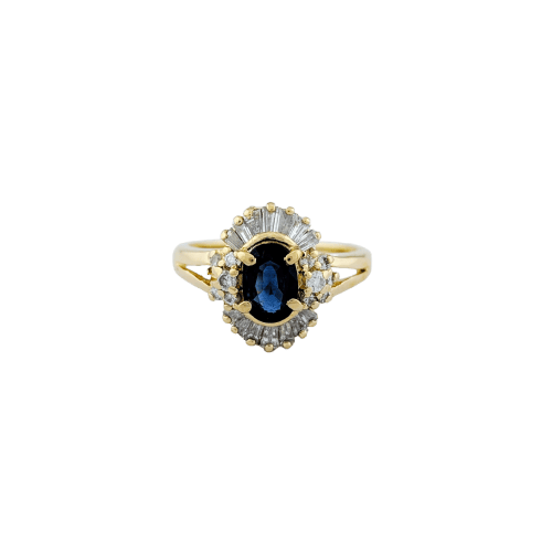 Bague 51 Bague en or jaune 18 carats avec saphir et diamants 58 Facettes 33096