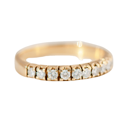 Bague 55 Bague demi-alliance en or jaune 14 K avec 0,50 ct diamants 58 Facettes