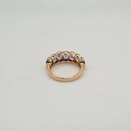Bague 53 Bague or rose sertie de diamants naturels et saphirs multicolores 58 Facettes