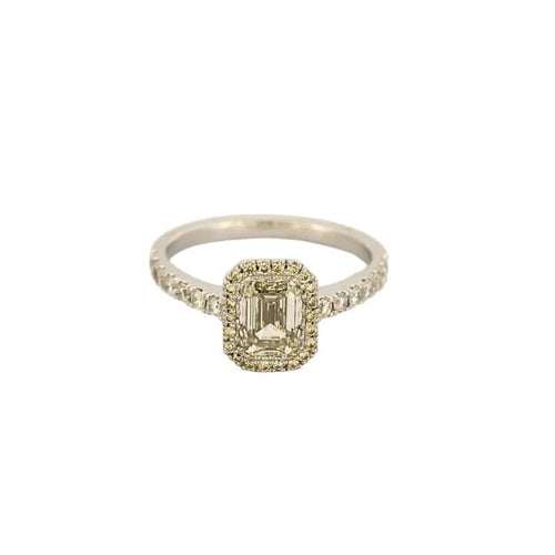 Bague 50 Bague - Solitaire diamant taille rectangle en or blanc 18k et diamants 58 Facettes LJ22-1