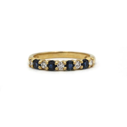 Bague 54 Demi Alliance - Or jaune, Diamants & Saphirs 58 Facettes 250326R