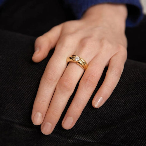 Bague 57 / Jaune / Or 750 Solitaire - Diamant de 0.42 carat 58 Facettes 140544R