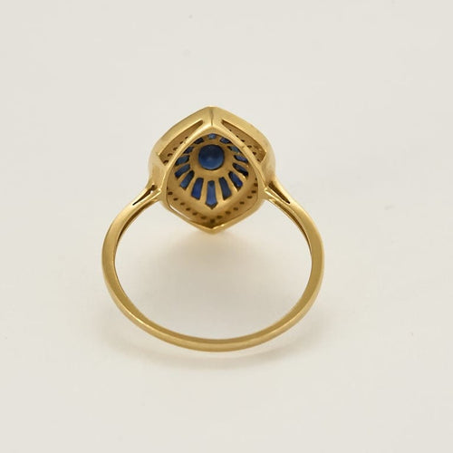 Bague 62 Bague navette en or jaune, diamants et saphirs calibrés 58 Facettes DINA0288X2
