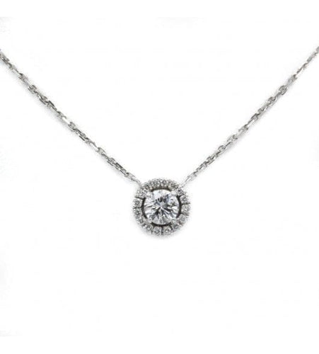Collier 40 cm / Blanc/Gris / Or 750 Collier HALO Diamants 58 Facettes R220006