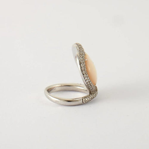 Bague 53 Bague Coeur Diamants Nacre 58 Facettes