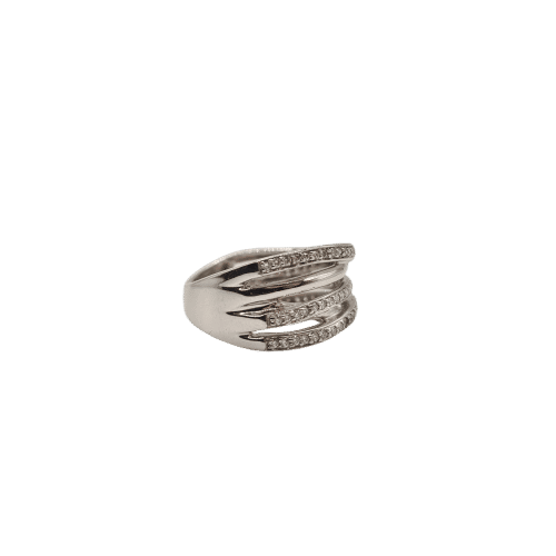 Bague 54 Bague or blanc 18 carats sertie de diamants 58 Facettes