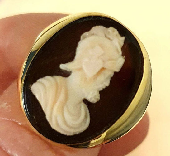 Bague 61 Chevalière Or jaune Camée Agate 58 Facettes R 1274  mnoe