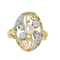 Bague 58 Bague Art nouveau en or jaune et blanc 585 avec perle et diamants 58 Facettes