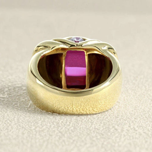 Bague 49 Bague Or Jaune, Pierre Rouge Cabochon et Diamants 58 Facettes 61E00483