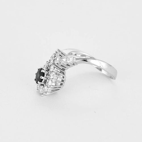 Bague 52.5 Bague aigrette en or blanc 18k et diamants, saphir 0,50 ct 58 Facettes BA31