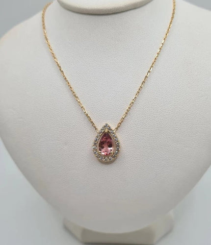 Collier Collier or jaune serti d'une tourmaline et de diamants 58 Facettes