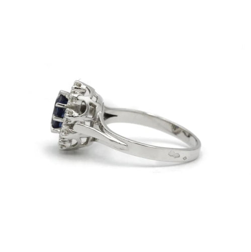 Bague 53 Bague Or blanc Platine Saphir Diamants 58 Facettes 240034R