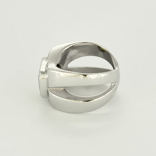 Bague 51.5 Bague moderniste en or gris et péridot 58 Facettes ALB2061