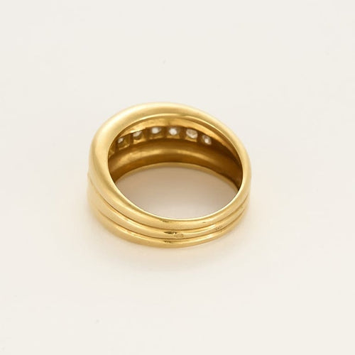 Bague 59 Bague jonc godronnée en or jaune et diamants 58 Facettes PAL3880