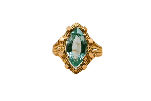Bague 54 Bague marquise en or jaune 18 carats à spinelle synthétique navette 58 Facettes 3878