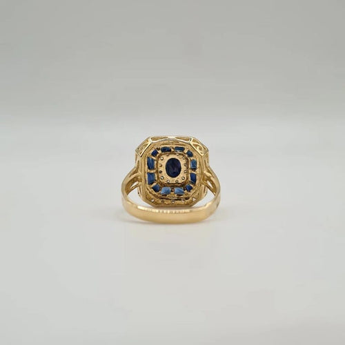 Bague 54 Bague or jaune saphirs et diamants 58 Facettes