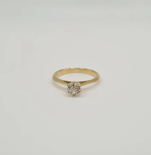 Bague 50 Solitaire or jaune serti d'un diamant taille ancienne 58 Facettes
