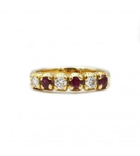 Bague 53 / Jaune / Or 750 Bague diamants & Rubis 58 Facettes 210054SP