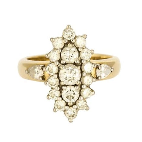 Bague 54.5 Bague navette en or jaune et or blanc 18K avec diamants 58 Facettes 58FC156