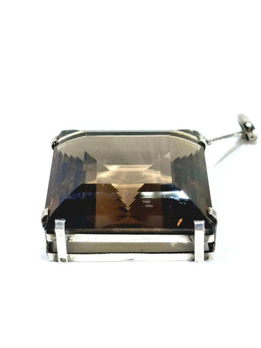 Pendentif Pendentif Quartz Fumé Et Argent 58 Facettes