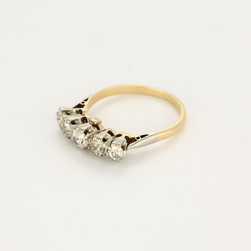 Bague 54 Bague jarretière en or jaune et or gris, diamants taille ancienne 58 Facettes MAR1092