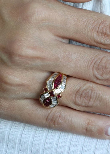 Bague 54 Bague Or Jaune Diamants et Rubis 58 Facettes N2864
