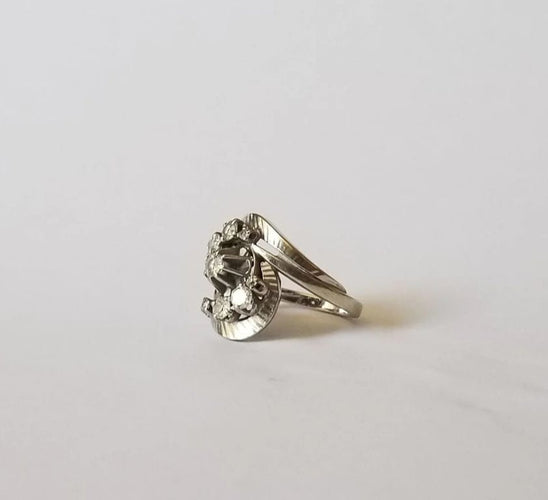 Bague 47 Bague volute sertie de diamants en or blanc 18k 58 Facettes