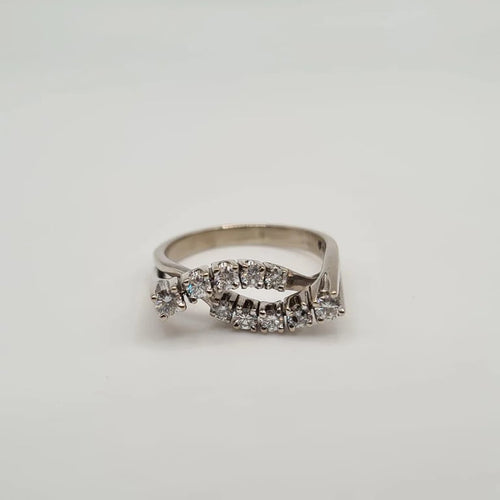 Bague 55.5 Bague or blanc sertie de diamants naturels 58 Facettes