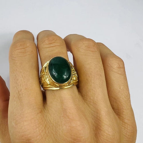 Bague 60 Chevalière Or Pierre Verte 58 Facettes 20400000740