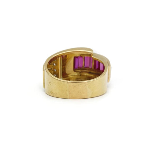 Bague 57 Bague TANK Or jaune Rubis Diamants 58 Facettes 240038R