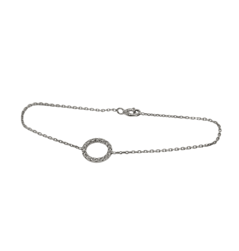 Bracelet Bracelet or blanc serti d'un cercle de diamants 58 Facettes