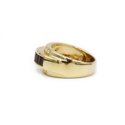 Bague 54 Bague or jaune diamants rubis 58 Facettes 240289R