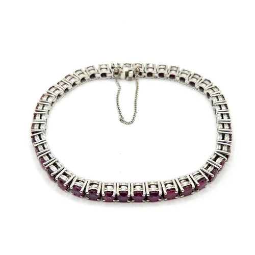 Bracelet Bracelet Tennis or blanc serti de rubis 58 Facettes
