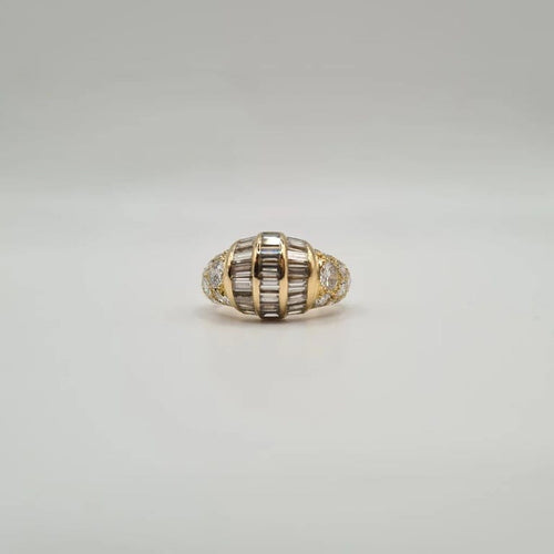 Bague 52 Bague or jaune 18 carats sertie de diamants ronds et baguettes 58 Facettes
