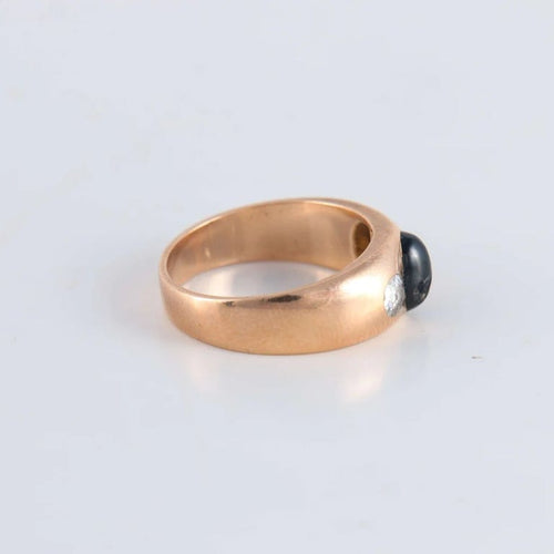Bague 56 Bague Jonc Saphir cabochon Diamants 58 Facettes FM120