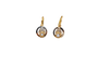 Boucles d'oreilles Dormeuses rondes en or jaune et blanc 18 carats avec perles 58 Facettes 3816