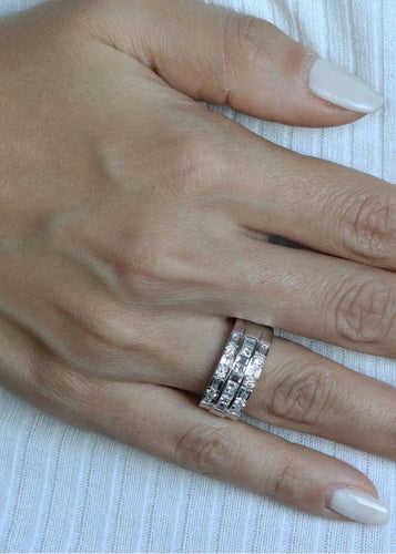 Bague 54 Bague Triple Or blanc Diamants 58 Facettes RNG2921
