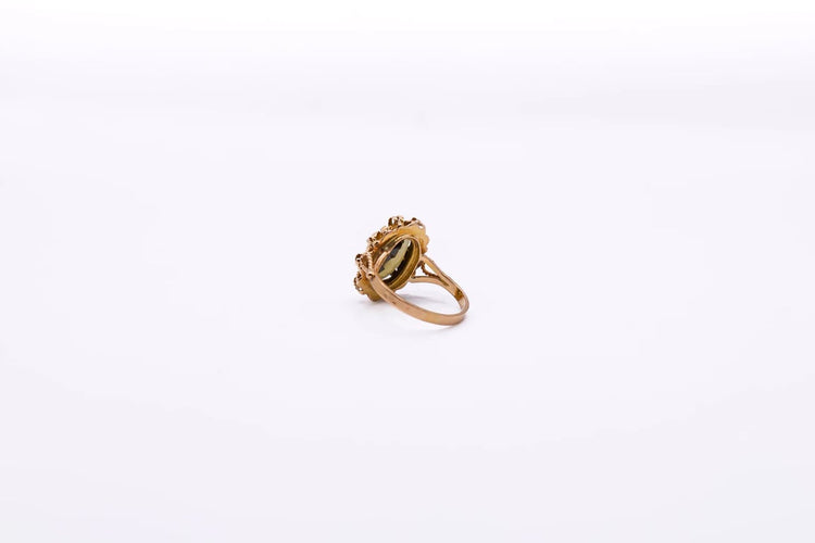 Bague 57 Bague vintage dentelle or jaune, Quartz fumé 58 Facettes 4651