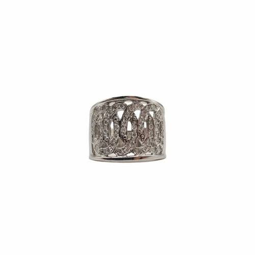 Bague 53.5 Bague or blanc sertie de diamants naturels 58 Facettes