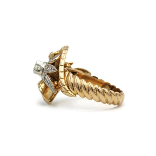 Bague 52 Bague Godronnée - Or jaune, Platine & Diamants 58 Facettes 250315R