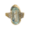 Bague 54 Bague Art déco en or jaune 14 carats avec aquamarine et diamants 58 Facettes