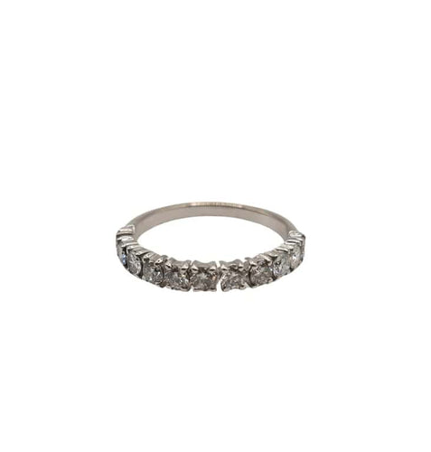 Bague 55.5 Demi-alliance or blanc 18 carats sertie de diamants 58 Facettes