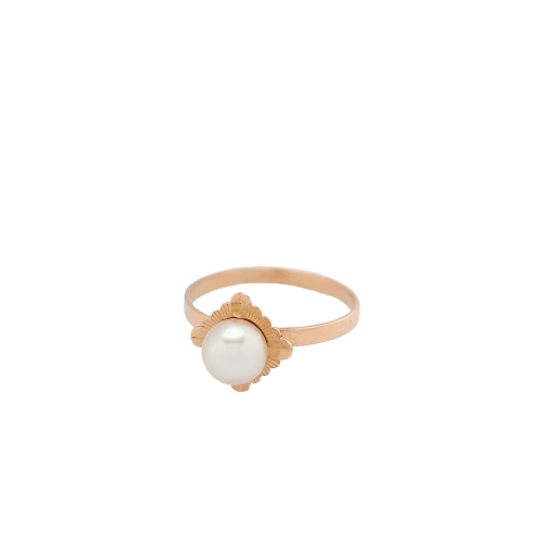 Bague 49 Bague en or rose 18 carats avec perle de culture 58 Facettes 16110