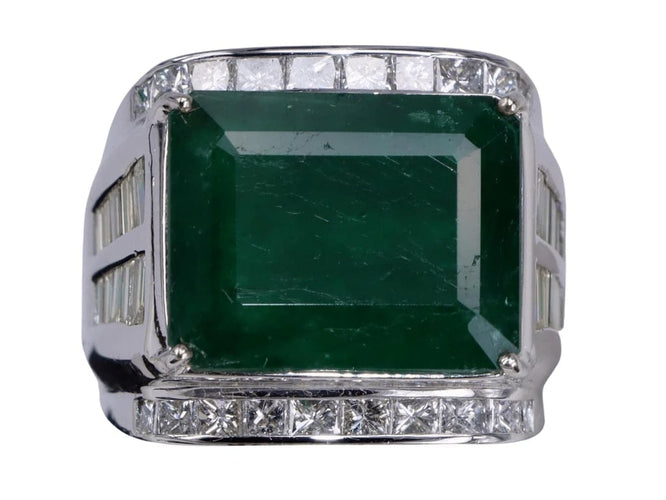 Bague 58 Bague en or blanc émeraude et diamant fantaisie 58 Facettes BA-1369
