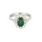 Bague 54 Bague marguerite en or gris 18k et diamants, émeraude ovale 58 Facettes BA519