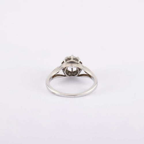 Bague 46 / Blanc/Gris / Or 750 Bague Solitaire Diamant 0.45 carat 58 Facettes 180182R