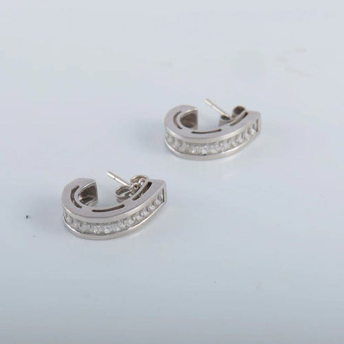 Boucles d'oreilles Demi-créoles Platine oxydes de zirconium 58 Facettes