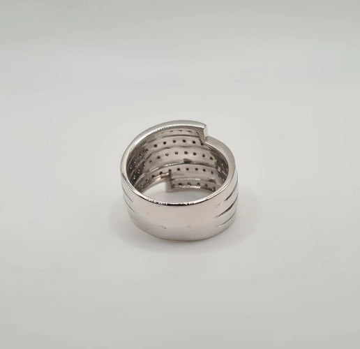 Bague 56.5 Bague or blanc sertie de diamants anciens 58 Facettes