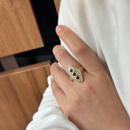 Bague 56 Bague or jaune, saphirs & diamants 58 Facettes 250161R