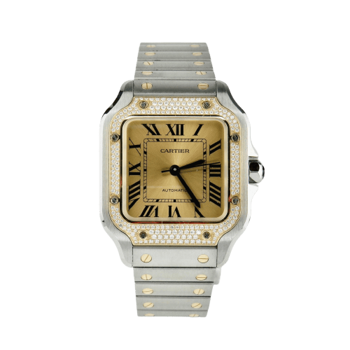 Montre Cartier Santos - Montre unisexe en or jaune 18K, acier et diamants 58 Facettes 2504